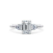  Emerald Cut and Pear Diamond Trilogy Engagement Ring