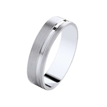  Matt Satin Men's Wedding Band  with Offset Polished Channel