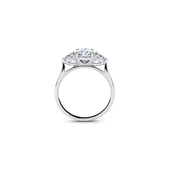 Round Brilliant and Pear Diamond Trilogy Engagement Ring