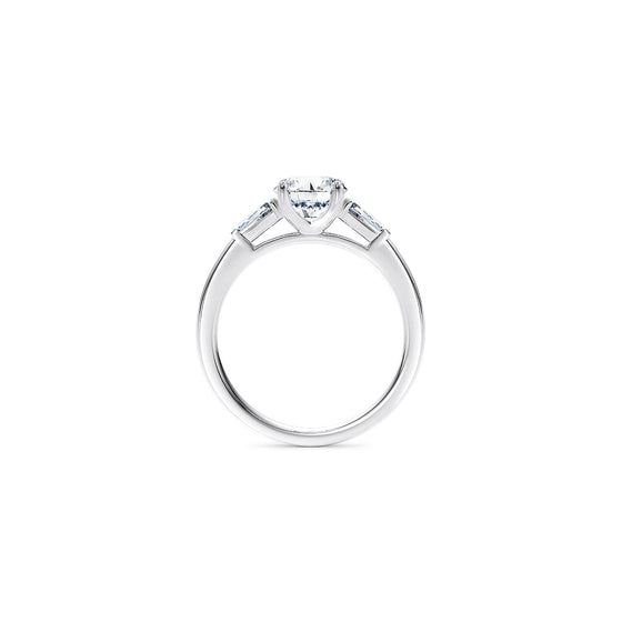 Round Brilliant and Baguette Diamond Trilogy Engagement Ring