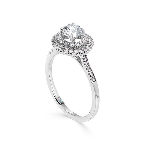 Round Brilliant Double Halo Diamond  Engagement Ring