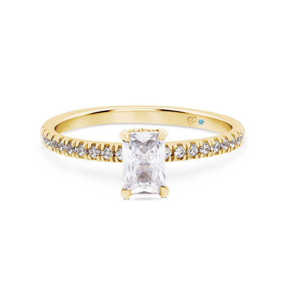 Emerald Cut Hidden Halo Diamond Engagement Ring