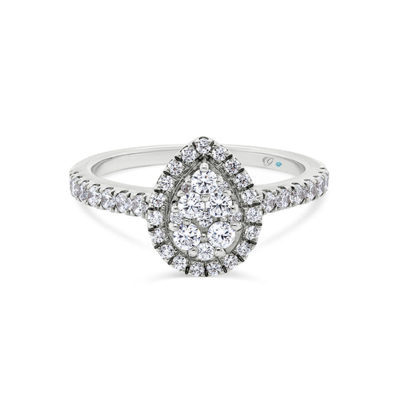 18ct Gold Pear Diamond Cluster Engagement Ring