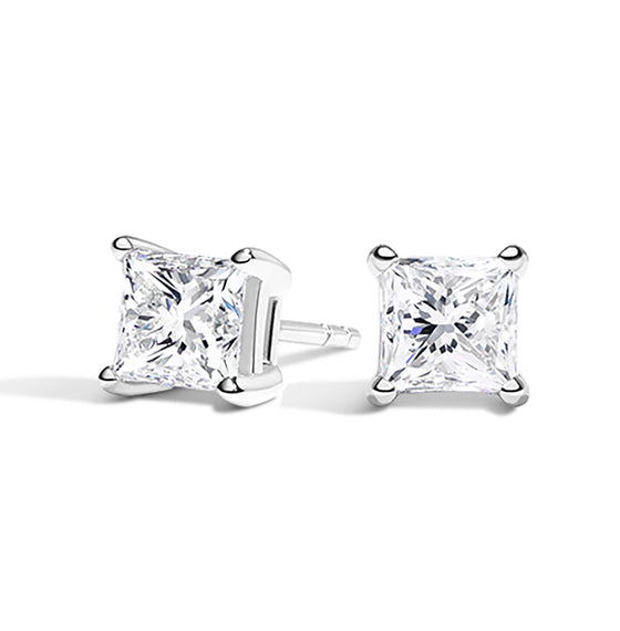 Princess Cut Solitaire Diamond stud earrings