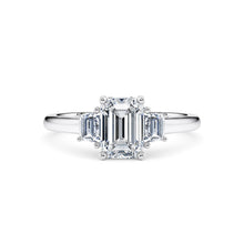  1.50ct Emerald Cut Lab Diamond Trilogy Engagement Ring