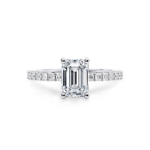  Emerald Cut Shoulder Set Diamond Engagement Ring