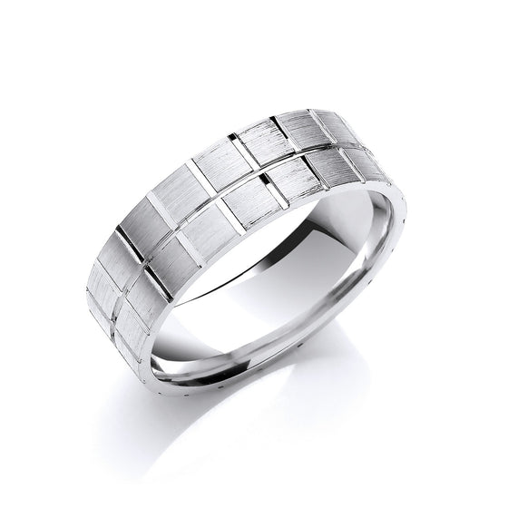 Matt Squared and Grooved Men's Wedding Band