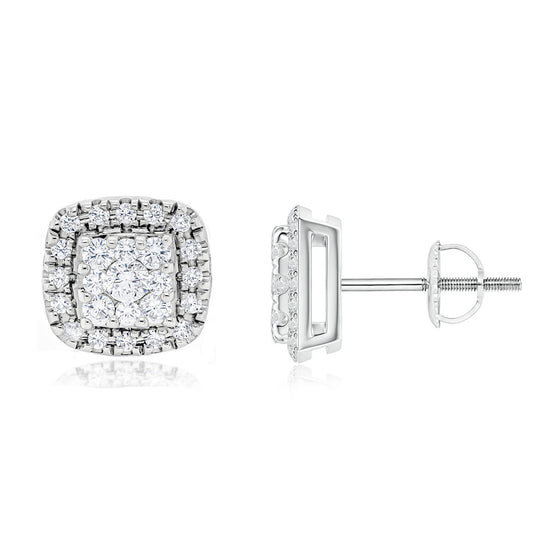 Cushion Cluster Diamond Earrings