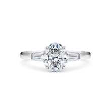  Oval and Baguette Diamond Trilogy Engagement Ring