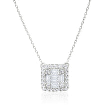  Baguette and Round Diamond Cluster Pendant