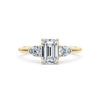 Emerald Cut and Pear Diamond Trilogy Engagement Ring