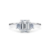 Emerald Cut Diamond Trilogy Engagement Ring
