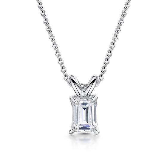 1ct Emerald Cut  Solitaire Lab Diamond 18ct white gold Pendant