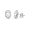 Oval Single Halo Diamond Earrings