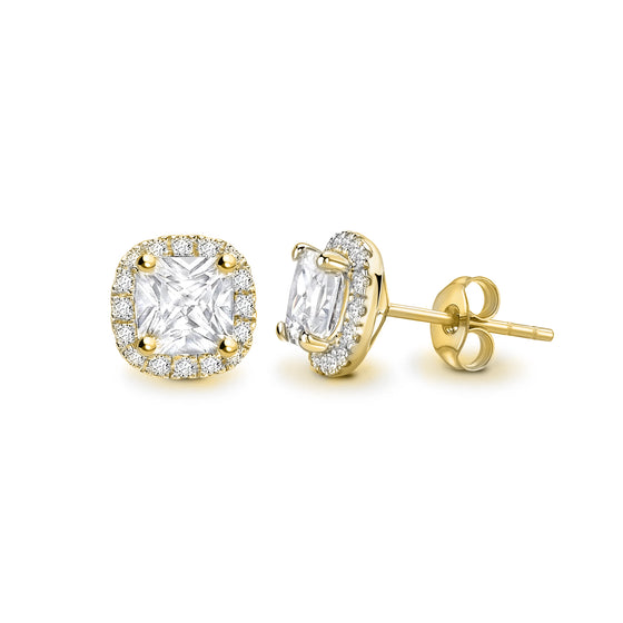 Cushion Single Halo Diamond Earrings