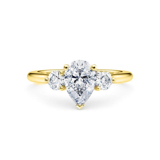 1.50ct Pear Cut Lab Diamond Trilogy Engagement Ring