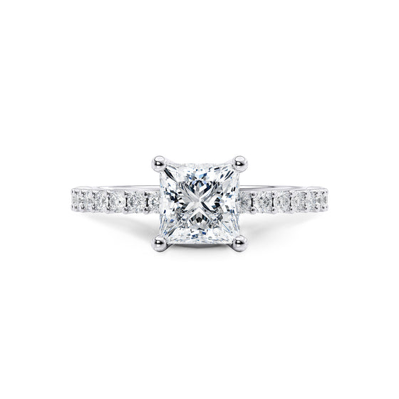 Princess Cut Shoulder Set Diamond Engagement Ring