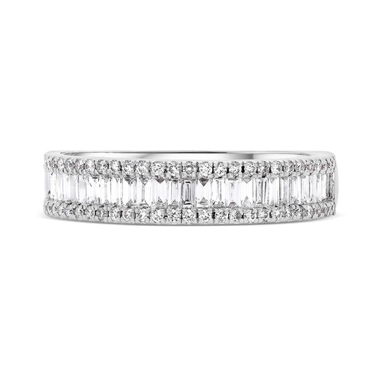 Triple round baguette and round diamond ring