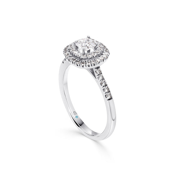 Cushion Shaped Double Halo Diamond  Engagement Ring