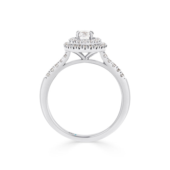 Cushion Shaped Double Halo Diamond  Engagement Ring