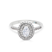  Oval Double Halo Diamond Engagement Ring