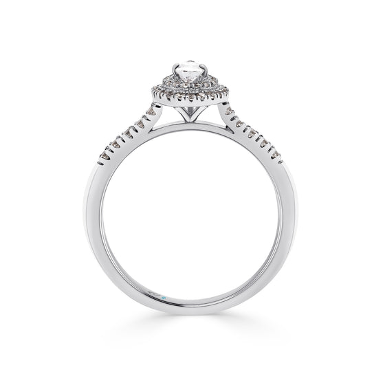 Pear Shaped Double Halo Diamond  Engagement Ring