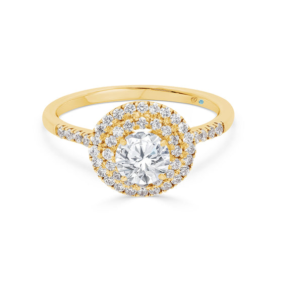 Round Brilliant Double Halo Diamond  Engagement Ring