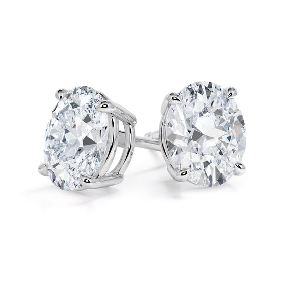 Oval Solitaire Diamond Stud Earrings