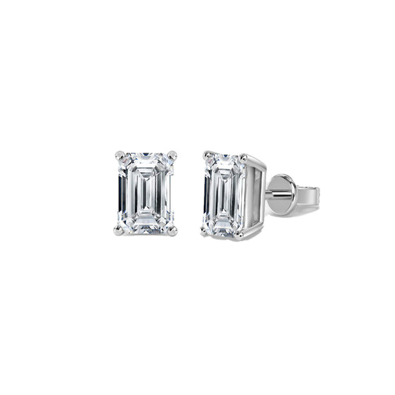 Emerald Cut Solitaire Diamond Stud Earrings