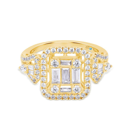 Tsarina Baguette and Round Diamond Engagement Ring