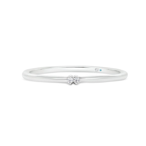 Letter I Morse Code Diamond Stacking Ring