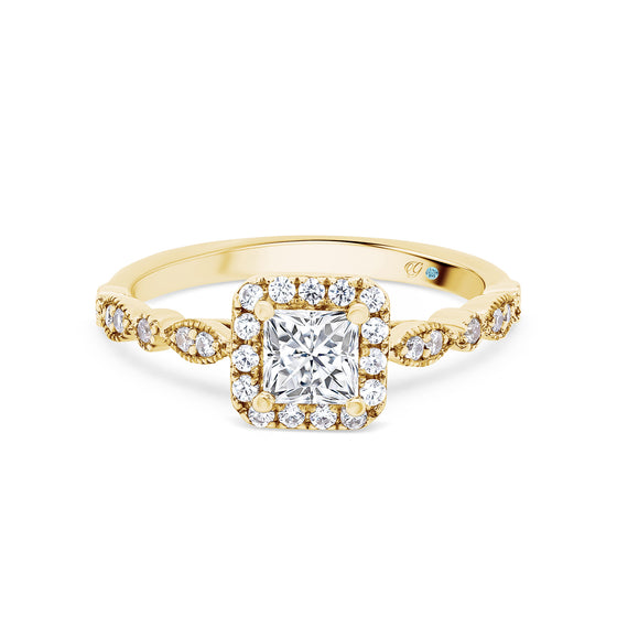 Layla Princess Halo Diamond Engagement Ring
