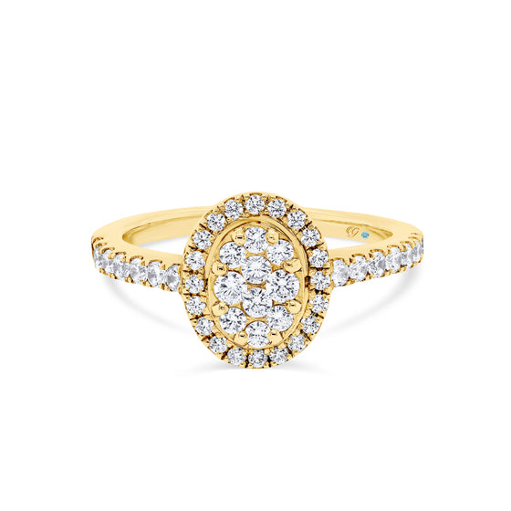 18ct Gold Oval Diamond Cluster Engagement Ring