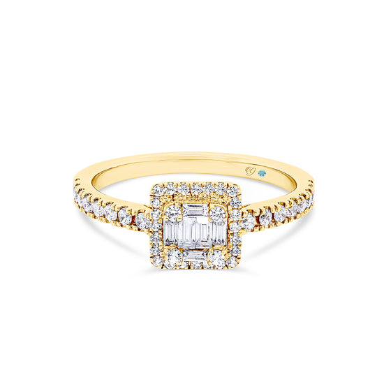 18ct Gold Princess Diamond Cluster Engagement Ring