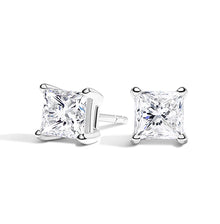  Princess Cut Solitaire Diamond stud earrings