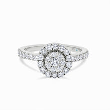  18ct White Gold Round Diamond Cluster Engagement Ring