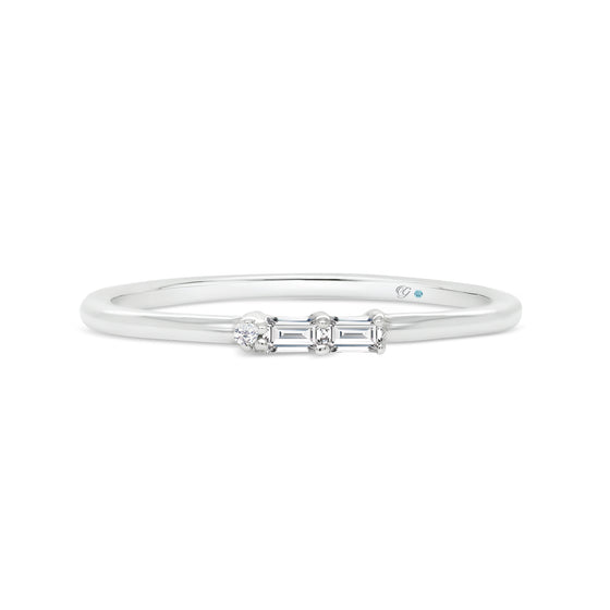 Letter W Morse Code Diamond Stacking Ring